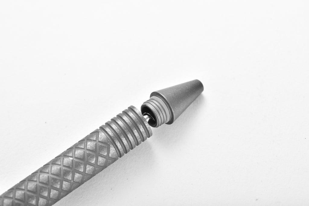 PioneerEDC Titanium Alloy Multi-Functional Self Defense Tactical Pen Bulk Hollow Light Pull Bolt Type Writing Pen Camping Hiking