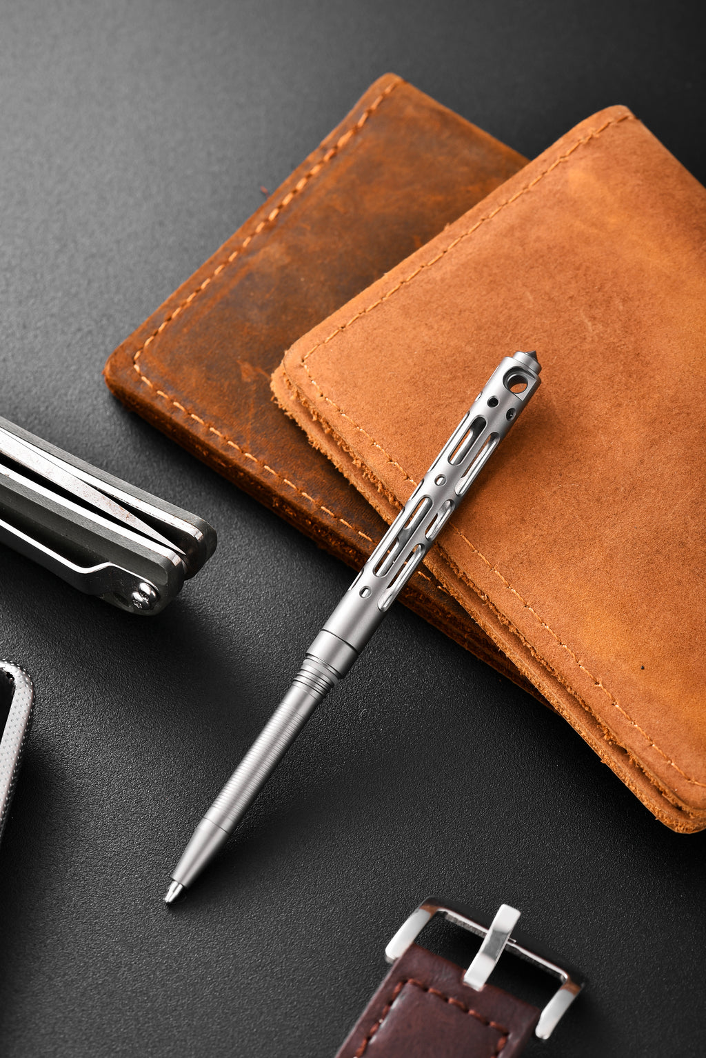 PioneerEDC Tactical Pen Factory Outlet Mini Titanium Alloy Tactical Pen Self-Defense Tool for Camping & Hiking Titanium EDC