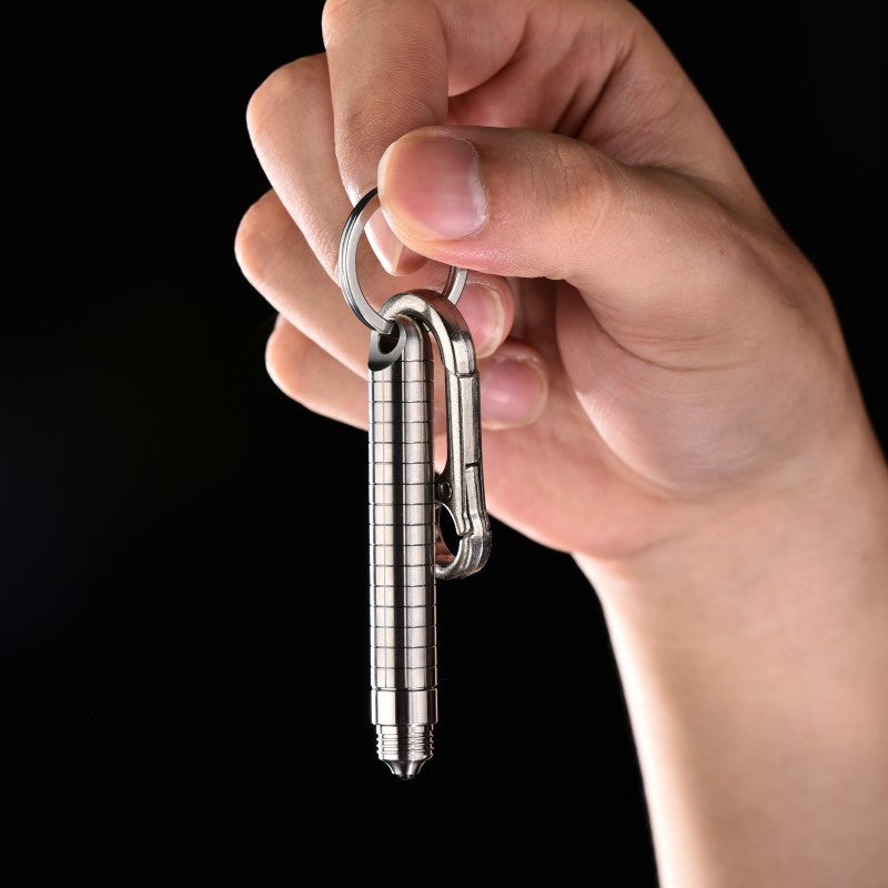 PioneerEDC Mini Tactical Pen Portable Silver Titanium Alloy Personalized Climbing Glass Breaking pen