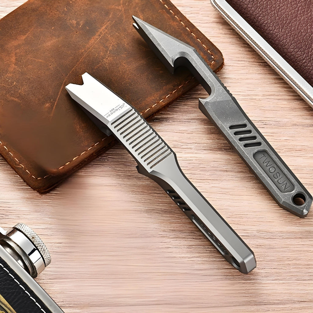 PioneerEDC  Titanium alloy EDC Pry Bar multi-tool bottle opener, outdoor pocket gear, portable