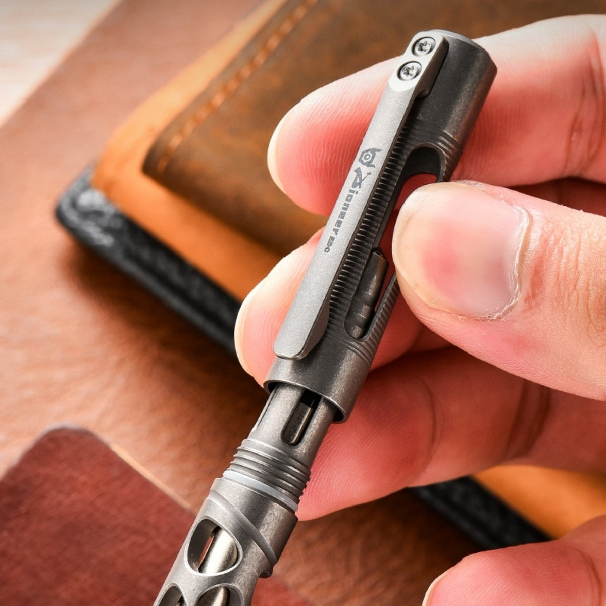 PioneerEDC Titanium alloy tactical pen with clip, EDC outdoor survival tool, lightweight