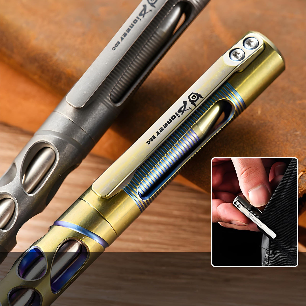 PioneerEDC Titanium alloy tactical pen with clip, EDC outdoor survival tool, lightweight