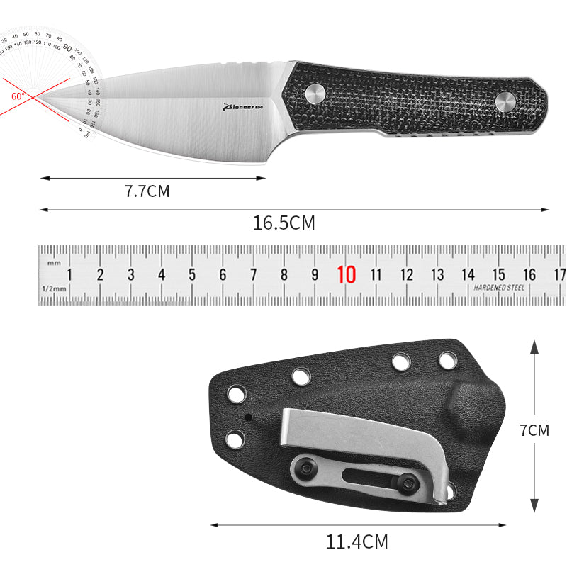 PioneerEDC 14c28n Fix Blade Knife Customizable Supported Outdoor Mikata Handle Tactical Knives Fixed Blade Knife with Sheath